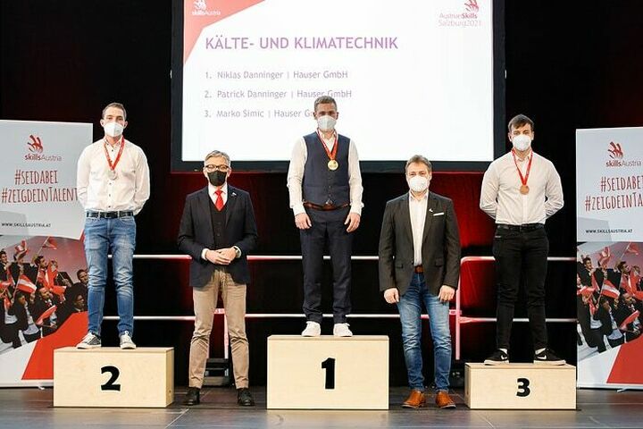 AustrianSkills 2021 Gewinner Niklas Danninger, Patrick Danninger und Marco Simic