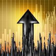 Oil increase fuel and gas price rising concept as liquid black crude petroleum as an upward arrow in a symbol for increasing prices in fossil energy due to market demand and supply shortages in a 3D illustration style.