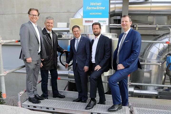 EWW; Wolfgang Nöstlinger, Vorstandsdirektor eww ag Werner Steinecker, Generaldirektor Energie AG Bürgermeister Andreas Rabl, Vorsitzender des Aufsichtsrates der eww ag Florian Niedersüß, Vorstandssprecher eww ag Stefan Stallinger, Technikvorstand Energie AG