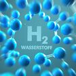 German text Wasserstoff, translate Hydrogen. 3d illustration.