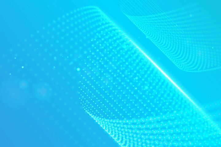 Particle waves showing a stream of clean fresh air. Vector illustration. Flowing particles with depth of field. Air flow.
