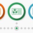 Heat pump, conditioner concept vector icon set, infographic template, flat design colorful web buttons in 5 color options