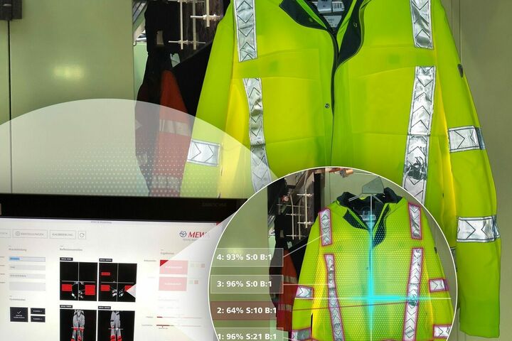 Die von MEWA und dem Fraunhofer entwickelte automatische Warnschutzprüfanlage stellt besser und genauer sicher, dass Warnschutzkleidung auch nach der Wäsche den hohen Sicherungsanforderungen entspricht.