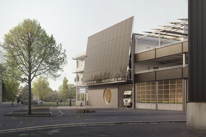 Eingangsbereich zum neuen Betriebsgebäude Energie Kreuzlingen.