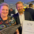 Alexander Haun-Holzmann und Regina Wibmer (beide von Techem) nahmen den  Austria‘s Leading Companies (ALC) Award in Tirol entgegen.