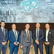 150 Jahre Feier von HOLTER in Regensburg, mit  HOLTER Ressortleiter Lukas Vormair, die HOLTER Geschäftsführer Markus Steinbrecher, Michael Holter und Bernhard Karlsberger sowie Bayern Verkaufsleiter Udo Czwalinna.