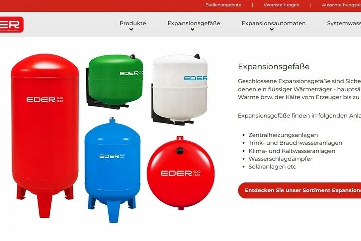 Detail der Eder-Spirotech Webseite