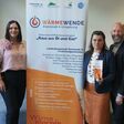 Bernd Vogl, Geschäftsführer des Klima- und Energiefonds; Landeshauptmann-Stellvertreterin Astrid Eisenkopf; Marion Schönfeldinger, Projektleiterin Forschung Burgenland; Marcus Keding, Geschäftsführer Forschung Burgenland und Bürgermeister Landeshauptstadt Eisenstadt Thomas Steiner