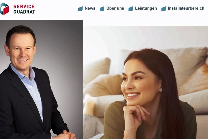 Webseite von Servicequadrat mit dem neuen Geschäftsführer, Matthias Tanzer