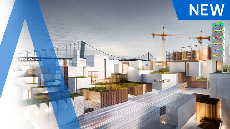 © Allplan Deutschland GmbH PC-Schirm mit Blick auf einige geplante Gebäude, Service Release Allplan 2025-1