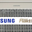 Kassetten-Klimagerät an der Decke, Logos von Samsung und FläktGroup