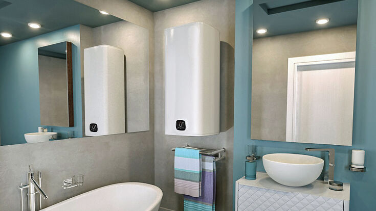 © Austria Email Warmwasserspeicher EWH Digital von Austria Email in einem Badezimmer