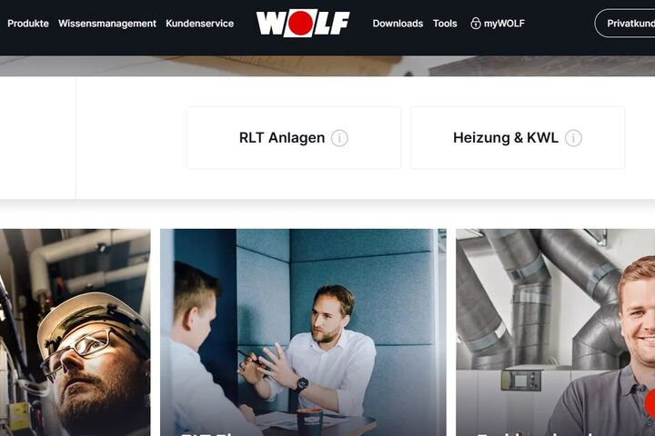 Webseite von Wolf für Fachleute in Deutschland