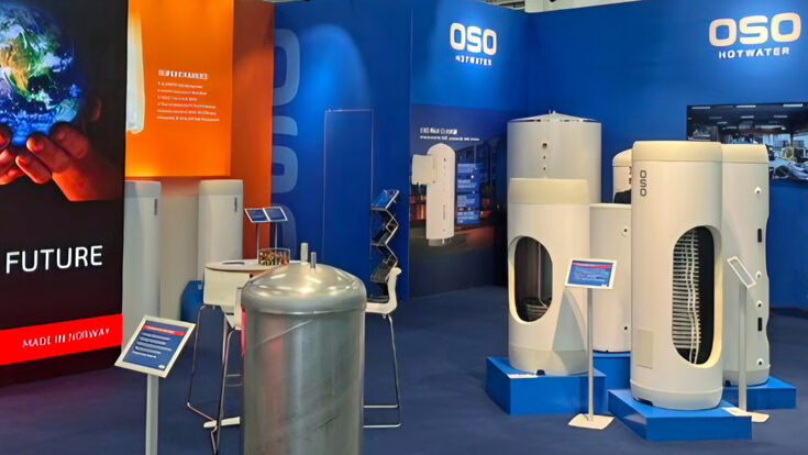 Warmwasserspeicher von OSO auf einem Messestand