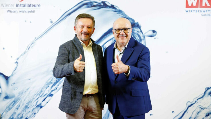 Installateur-Bundesinnungsmeister Anton Berger und der Wiener Installateur-LIM Robert Breitschopf