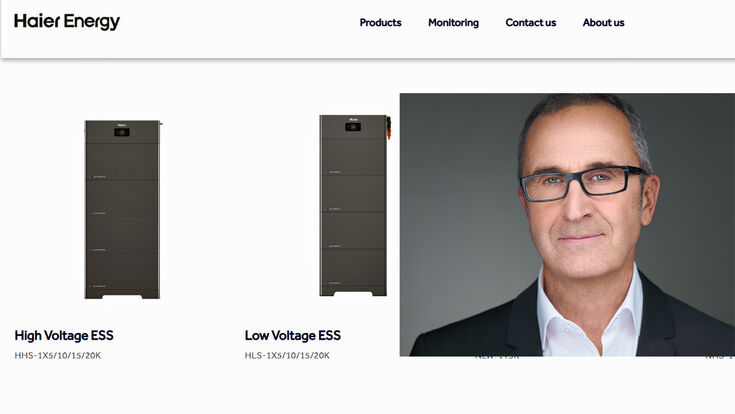 Webseite von Haier Energy und Bild von Dr. Uwe Achatz