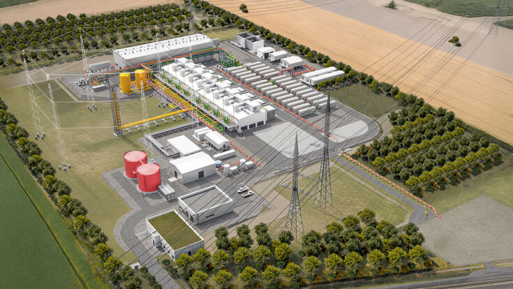 Modell der Elektrolyseanlage der OMV zur Herstellung von Wasserstoff in Bruck an der Leitha.