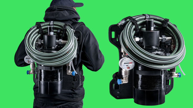 Füllgerät Heaty Mobile für Heiz- und Kühlwasser, auch in Rücken-tragbarer Ausführung.
