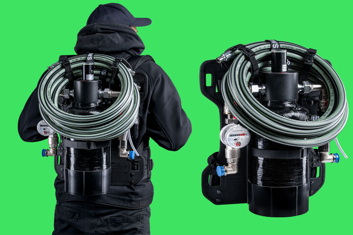 Füllgerät Heaty Mobile für Heiz- und Kühlwasser, auch in Rücken-tragbarer Ausführung.