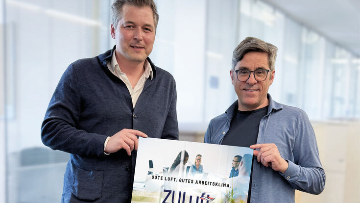 Wolfgang Hucek (GF Trox Austria + CEE, Vorstandsvorsitzender des Vereins ZULuft) und Meteorologe Andreas Jäger