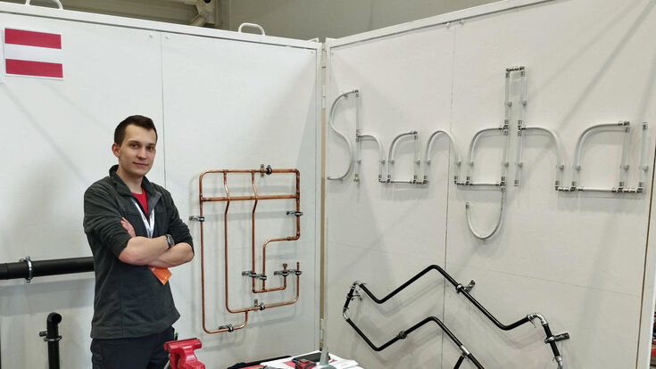 Installateur Marcel Riener beim WorldSkills-Training im Rahmen des SkillStar-Festival in Budapest im März 2026