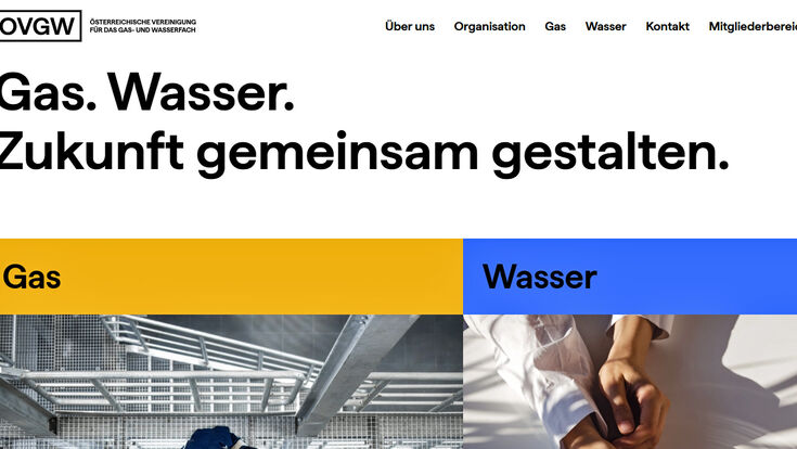 Screenshot der neuen ÖVGW Website