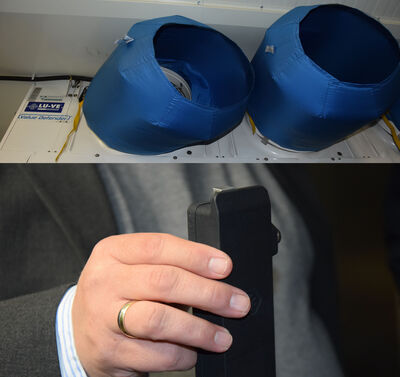 Verdampfer mit Wärmetauscher, der kalte Luft in ein Kühllager einbläst und ein Sensor von Coldsense zur Erkennung von Vereisung