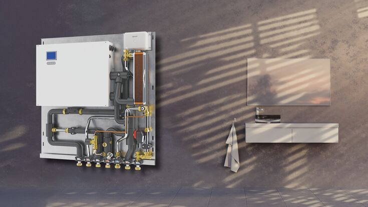 Die neue Wohnungsstation Combi Port E-Hybrid (HIU) ist die nächste Generation der Trinkwasserhygienelösung für den Niedertemperaturbetrieb.