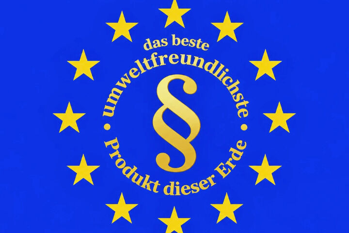EU-Flagge mit Paragraph und ungültiger Aussage zu einem Produkt, wenn diese nicht eindeutig nachweisbar ist
