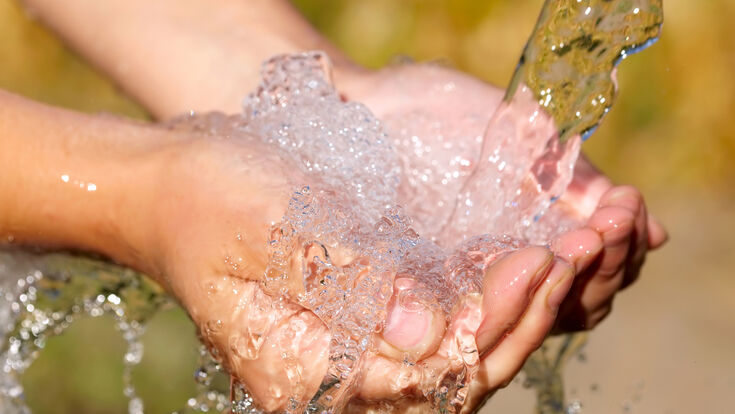 © Sanha GmbH & Co. KG balance body catch clean clear close closeup concept conceptual drinking drop ecology environment fall female hand health hold natural nature palm part person play protect protection pure purity rain refresh refreshing refreshment splash splashing under wash water waterfall woman young